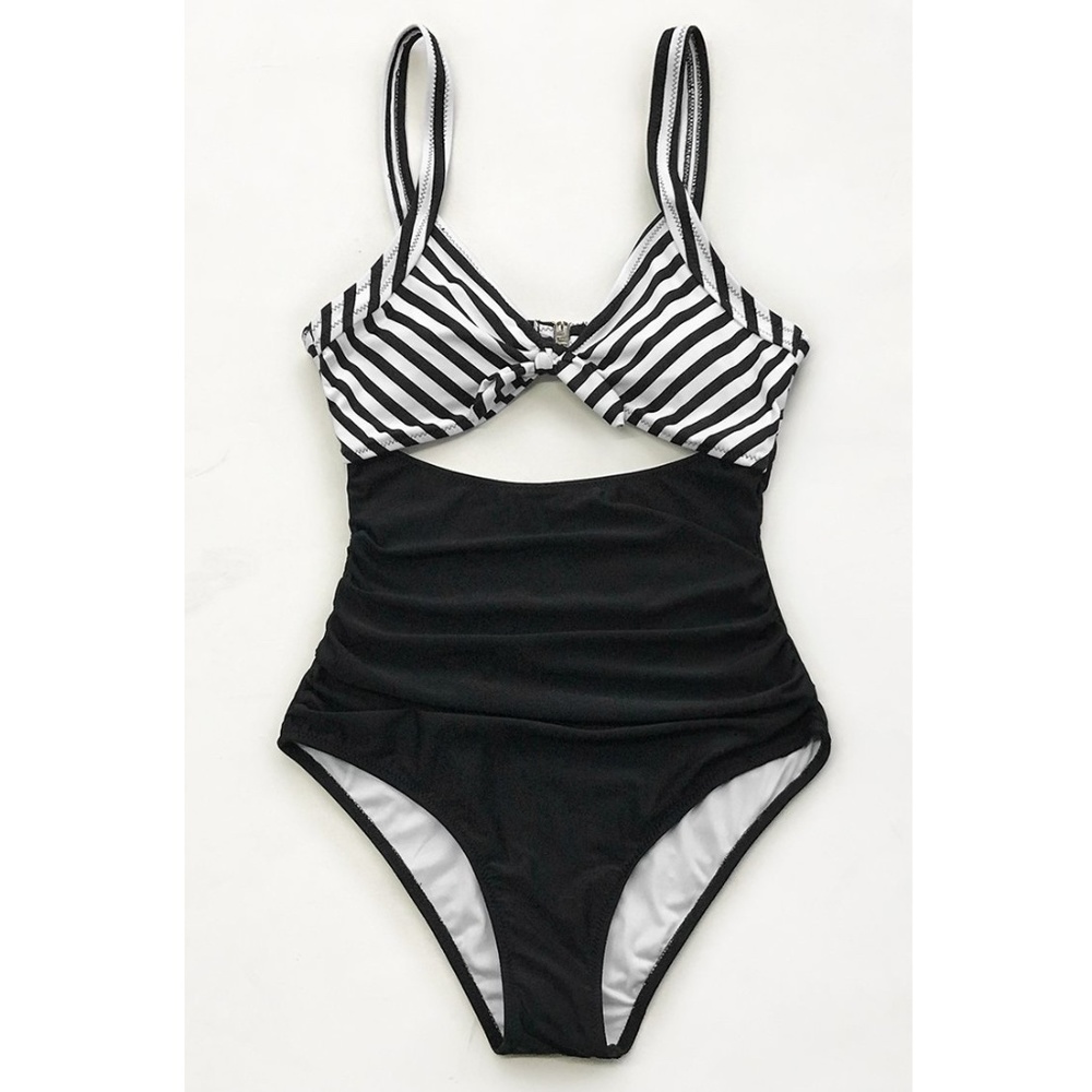 NWT Cupshe Striped, Ruched Swimsuit (Size M)